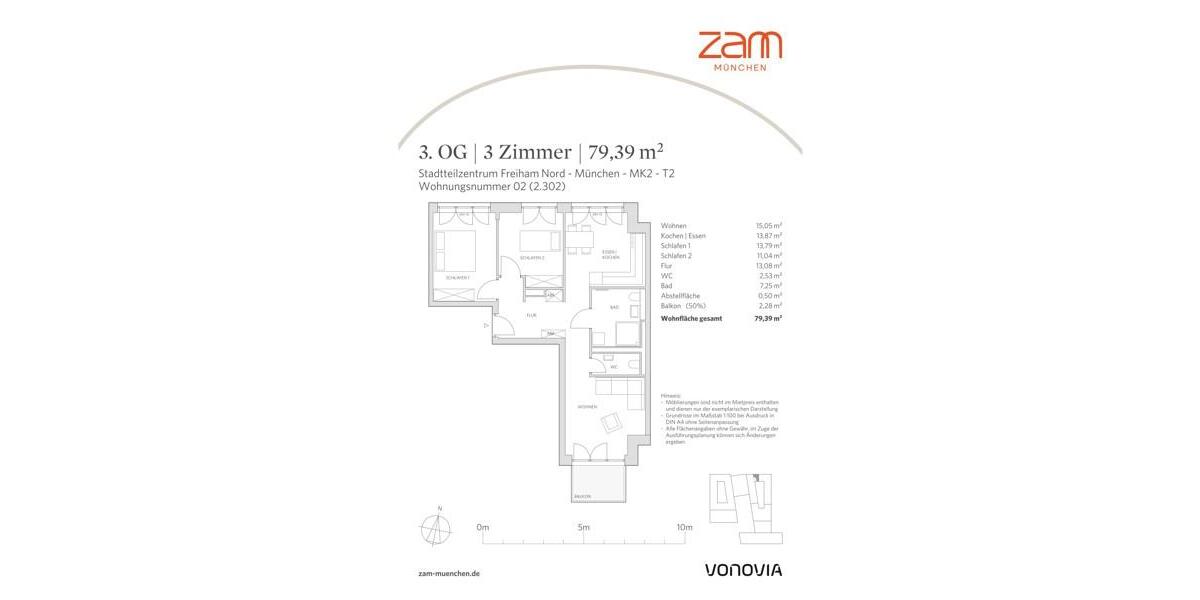 Etagenwohnung München Aubing-Lochhausen-Langwied - 3 Zimmer, 79 m&sup2;, 1.924&euro; | Angebot:26450516