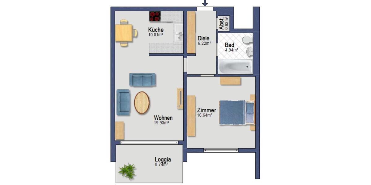 Etagenwohnung Marktheidenfeld - 2 Zimmer, 62 m&sup2;, 900&euro; | Angebot:25804175