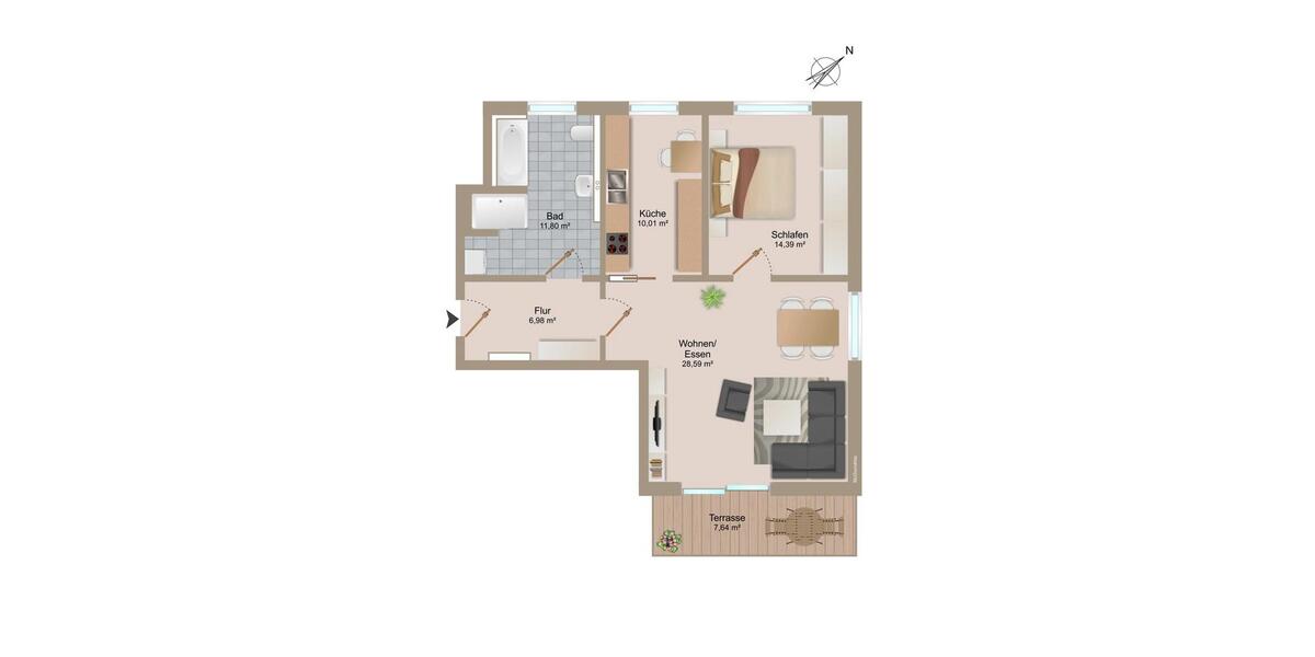Etagenwohnung Raguhn-Jeßnitz Jeßnitz - 2 Zimmer, 75 m&sup2;, 755&euro; | Angebot:26518247