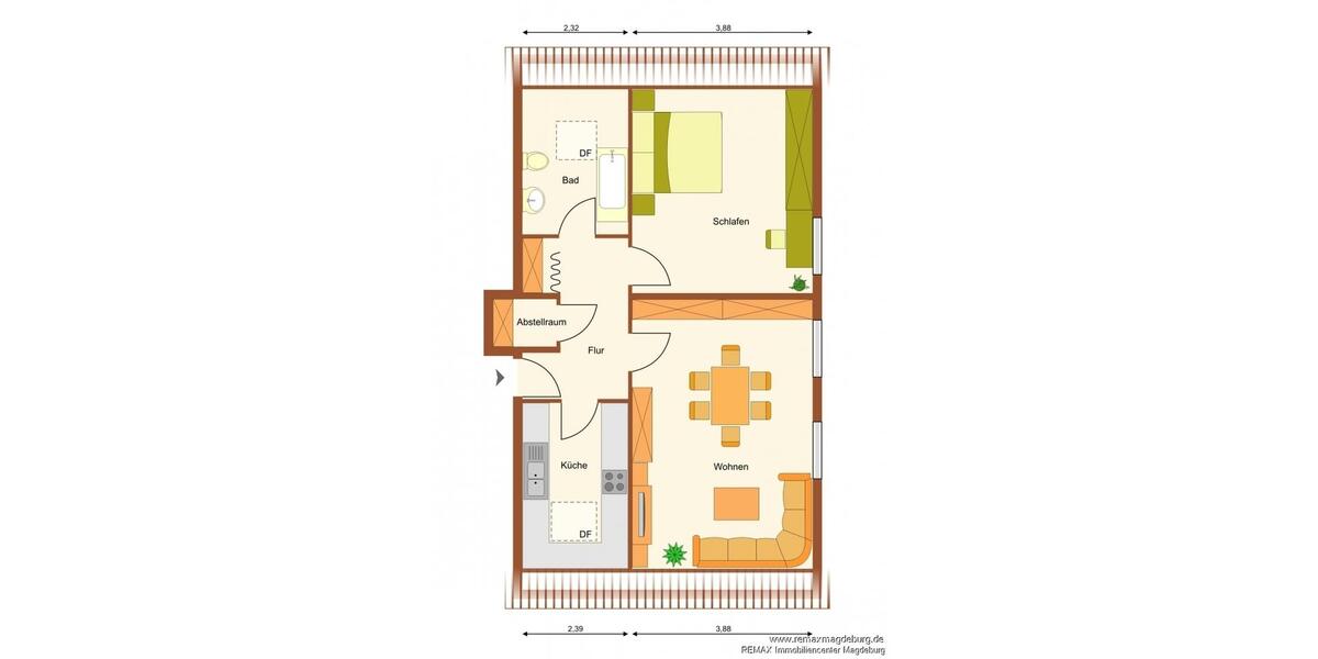 Dachgeschoßwohnung Clausthal-Zellerfeld Zellerfeld - 2 Zimmer, 56 m&sup2;, 360&euro; | Angebot:25229582