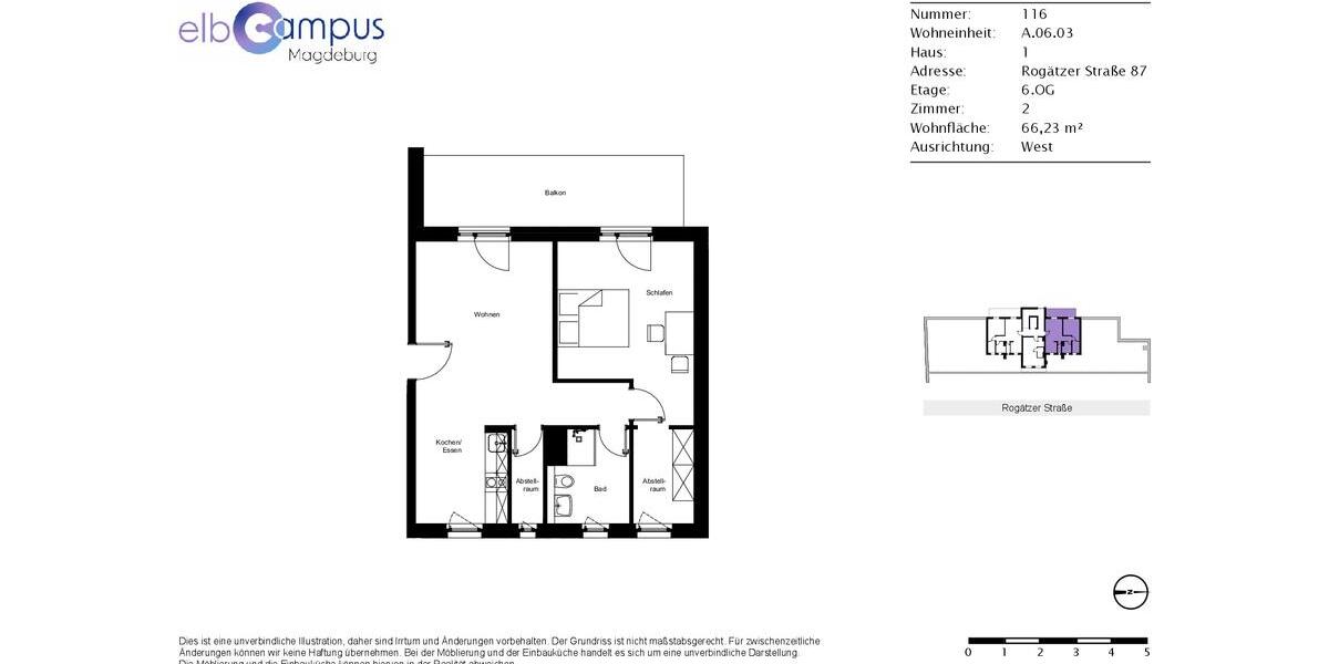 Dachgeschoßwohnung Magdeburg Alte Neustadt - 2 Zimmer, 67 m&sup2;, 715&euro; | Angebot:26279324