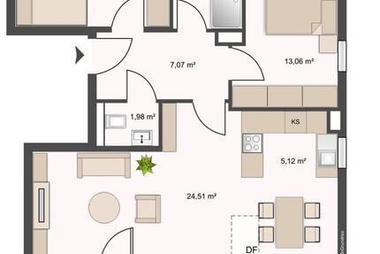 Wohnung Unterhaching - 3 Zimmer, 74 m&sup2;, 1.380&euro; | Angebot:25416875