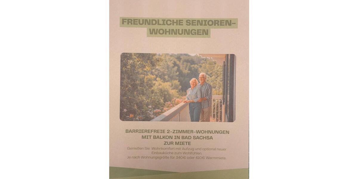 Etagenwohnung Ellrich - 1 Zimmer, 43 m&sup2;, 340&euro; | Angebot:24868609