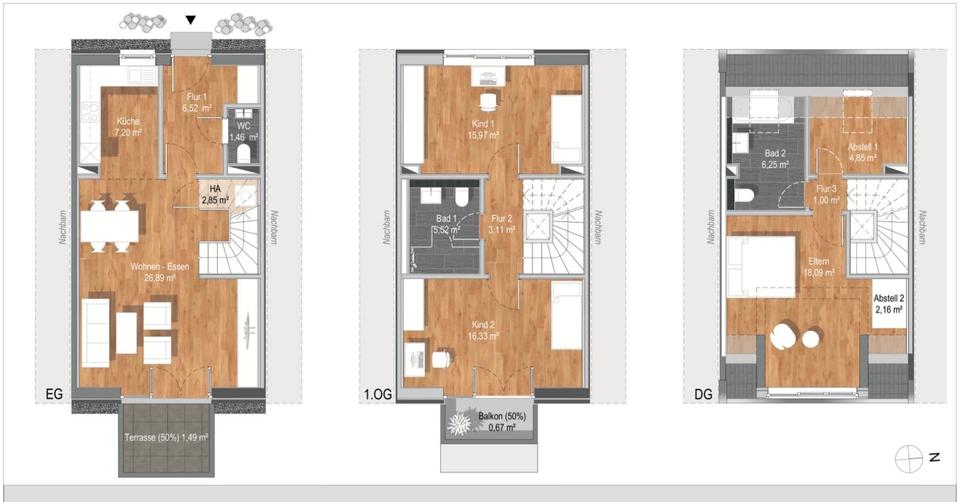 Reihenhaus Glücksburg (Ostsee) - 4.5 Zimmer, 120 m&sup2;, 1.450&euro; | Angebot:25148539