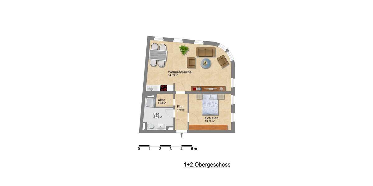 2-Zimmer Wohnung inkl. Einbauküche *** großes, helles Wohnzimmer *** - Appartement Magdeburg Werder | Angebot:10907960