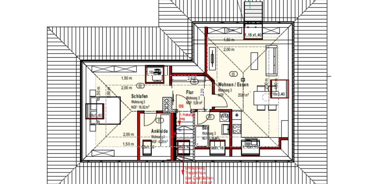 Dachgeschoßwohnung Nienhagen - 2 Zimmer, 56 m&sup2;, 800&euro; | Angebot:24933495