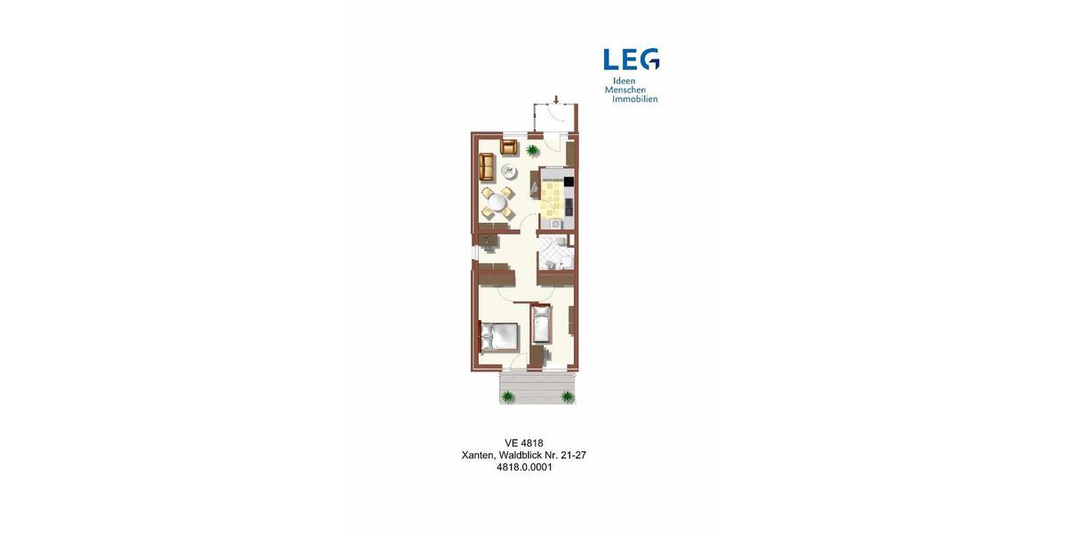 Erdgeschoßwohnung Xanten - 3 Zimmer, 64 m&sup2;, 388&euro; | Angebot:26003860