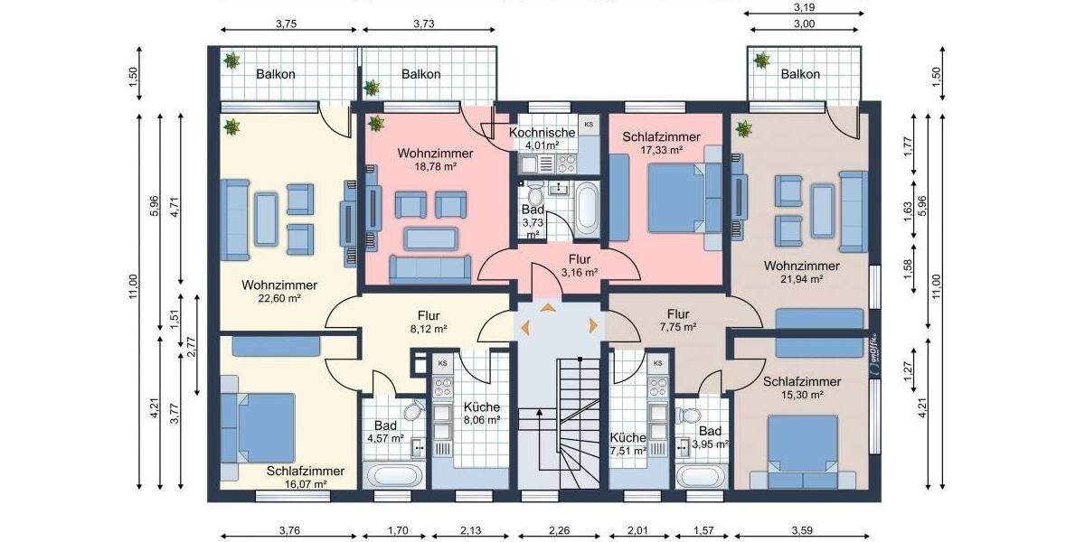 Etagenwohnung Wilhelmshaven / Heppens Heppens - 2 Zimmer, 48 m&sup2;, 387&euro; | Angebot:23576361