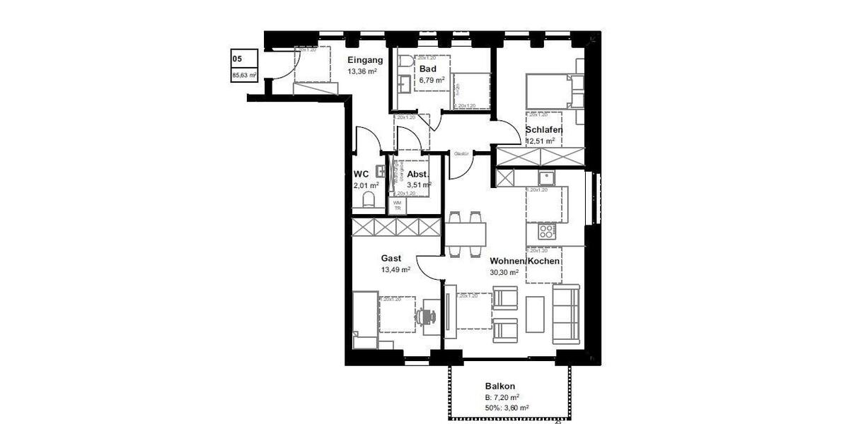Etagenwohnung Bad Bentheim - 3 Zimmer, 86 m&sup2;, 1.080&euro; | Angebot:26561464