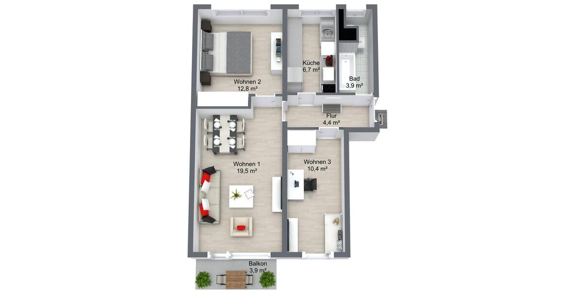 Etagenwohnung Schwedt (Oder) - 3 Zimmer, 59 m&sup2;, 357&euro; | Angebot:26278681