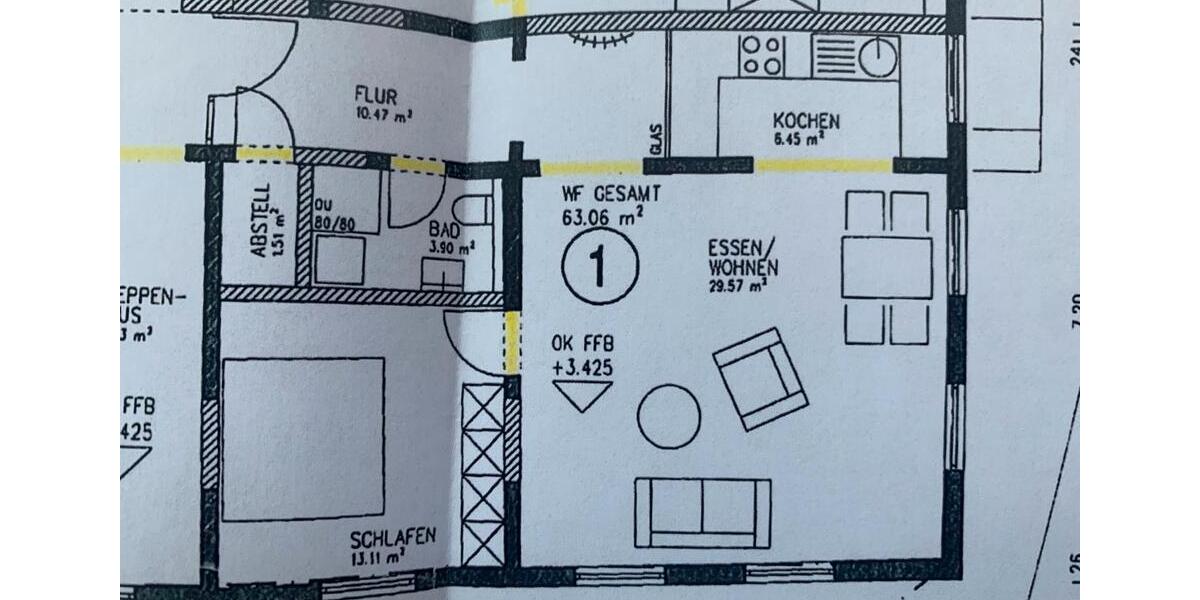 Etagenwohnung Munderkingen - 2 Zimmer, 63 m&sup2;, 600&euro; | Angebot:26535932