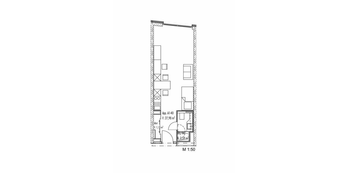 Etagenwohnung Augsburg Bärenkeller - 1 Zimmer, 31 m&sup2;, 685&euro; | Angebot:24307961