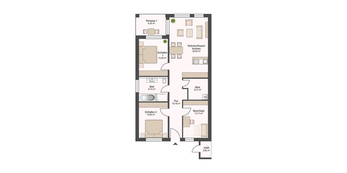 Doppelhaushälfte Hemmoor Warstade - 4 Zimmer, 98 m&sup2;, 1.225&euro; | Angebot:25692800