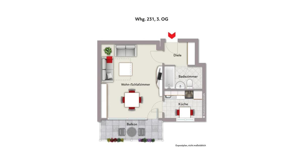 Etagenwohnung Heppenheim (Bergstraße) - 1 Zimmer, 37 m&sup2;, 520&euro; | Angebot:26198789