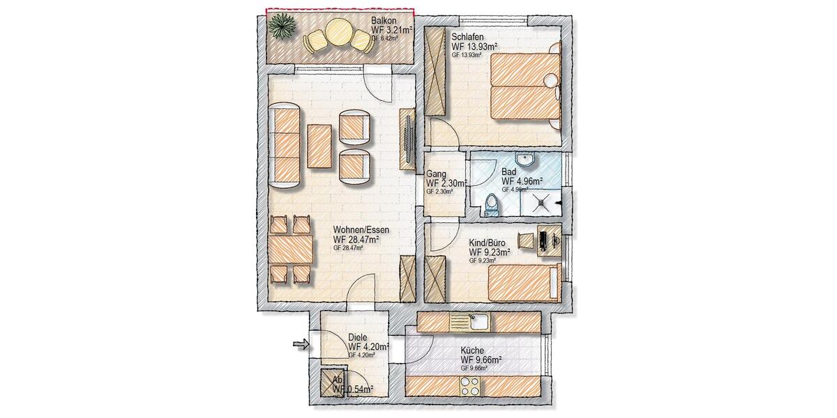 Etagenwohnung Bad Kreuznach - 3 Zimmer, 76 m&sup2;, 950&euro; | Angebot:26168831