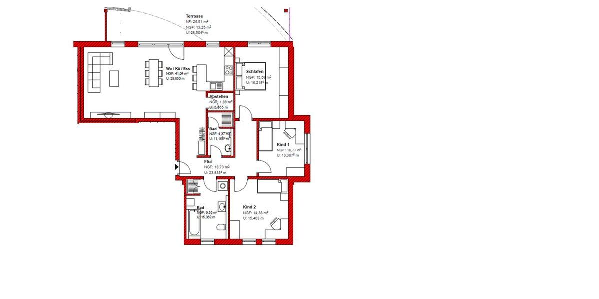 Etagenwohnung Schwanau - 4 Zimmer, 122 m&sup2;, 1.443&euro; | Angebot:24476677