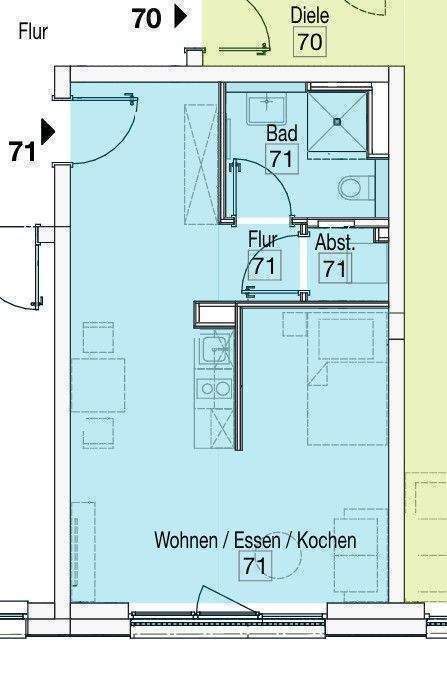 Ab sofort! Möblierte 1-Zimmer-Wohnung zum Erstbezug!