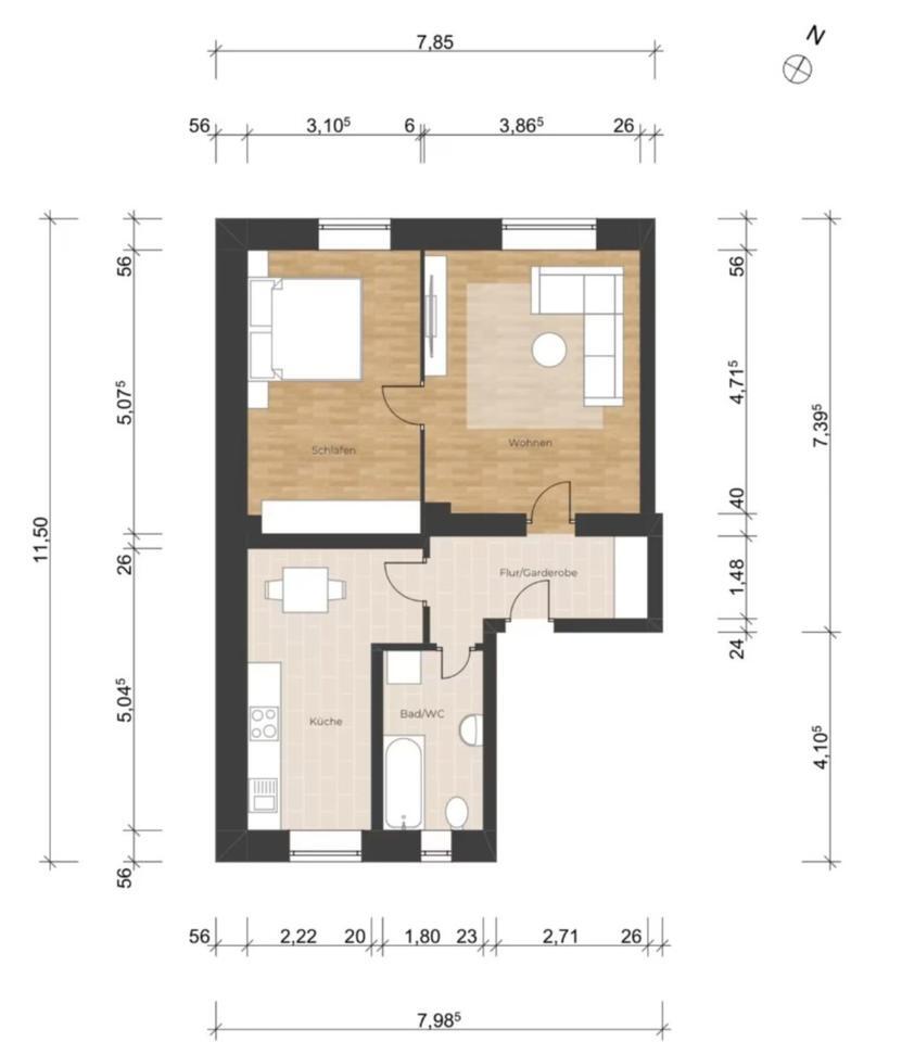 Zentrale 2-Zimmer Wohnung Nähe Glacis Galerie & HBF Neu-Ulm