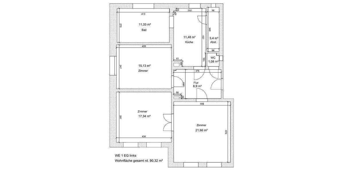 Erdgeschoßwohnung Grabow - 3 Zimmer, 90 m&sup2;, 790&euro; | Angebot:26565365