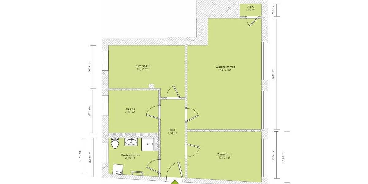 Etagenwohnung Bautzen Innenstadt - 3 Zimmer, 78 m&sup2;, 707&euro; | Angebot:26544420