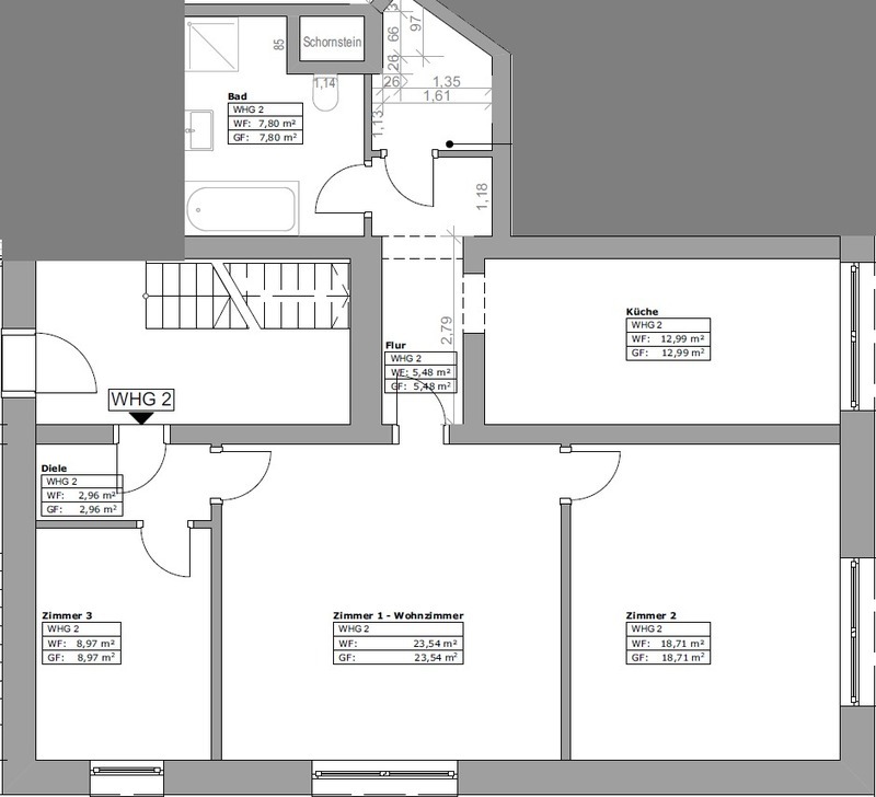 Sehr geräumige, ruhige Wohnung mit Einbauküche in Götz 3 zimmer