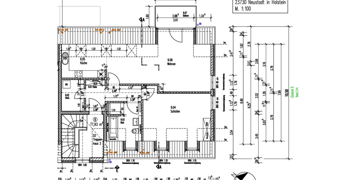 Dachgeschoßwohnung Neustadt in Holstein - 2 Zimmer, 78 m&sup2;, 1.031&euro; | Angebot:23904261