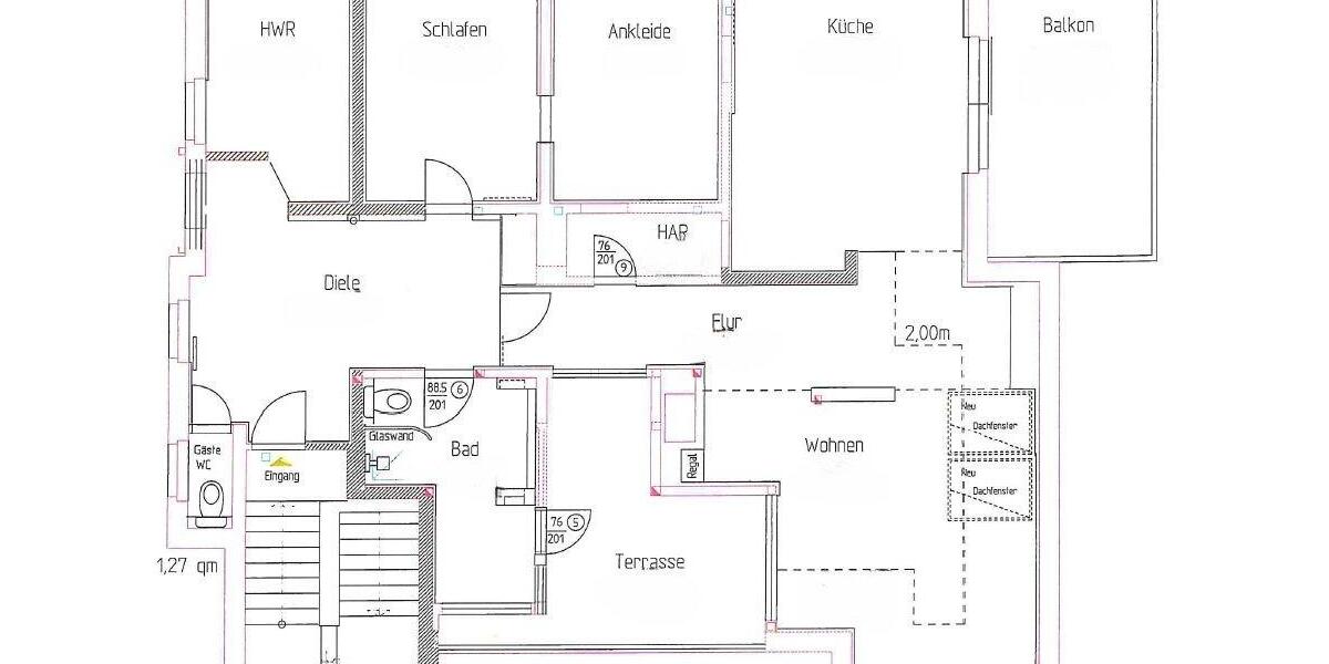Dachgeschoßwohnung Zwickau - 2 Zimmer, 152 m&sup2;, 1.200&euro; | Angebot:26479906