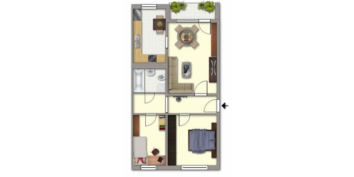 Etagenwohnung Schwerin Mueß - 3 Zimmer, 57 m&sup2;, 355&euro; | Angebot:26004982