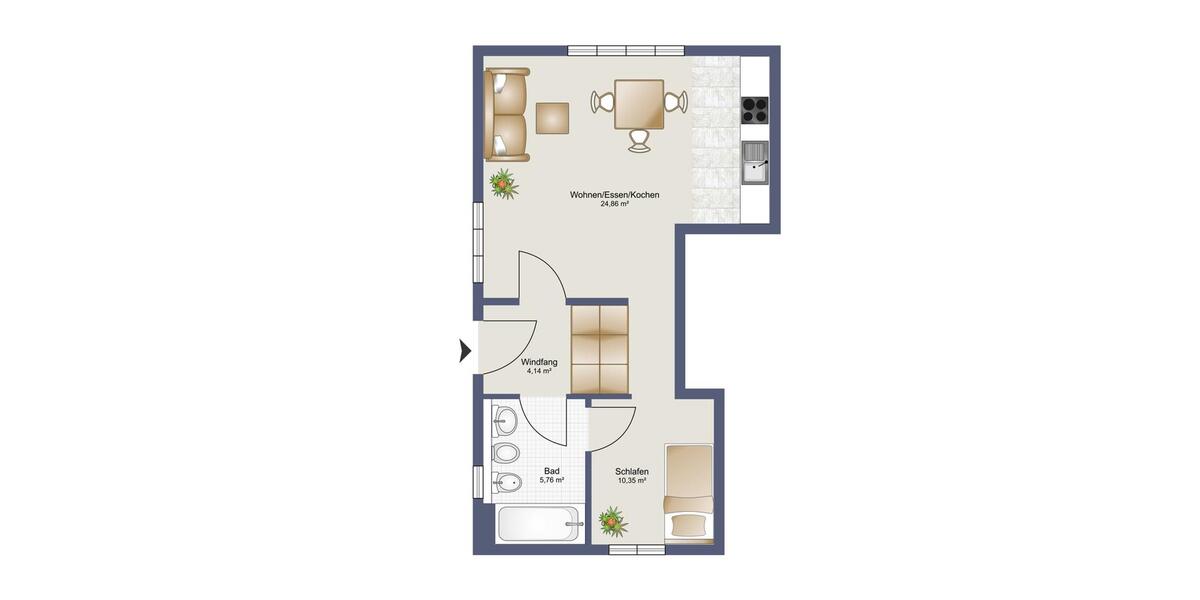 Erdgeschoßwohnung Ratzeburg - 1.5 Zimmer, 45 m&sup2;, 650&euro; | Angebot:25871140