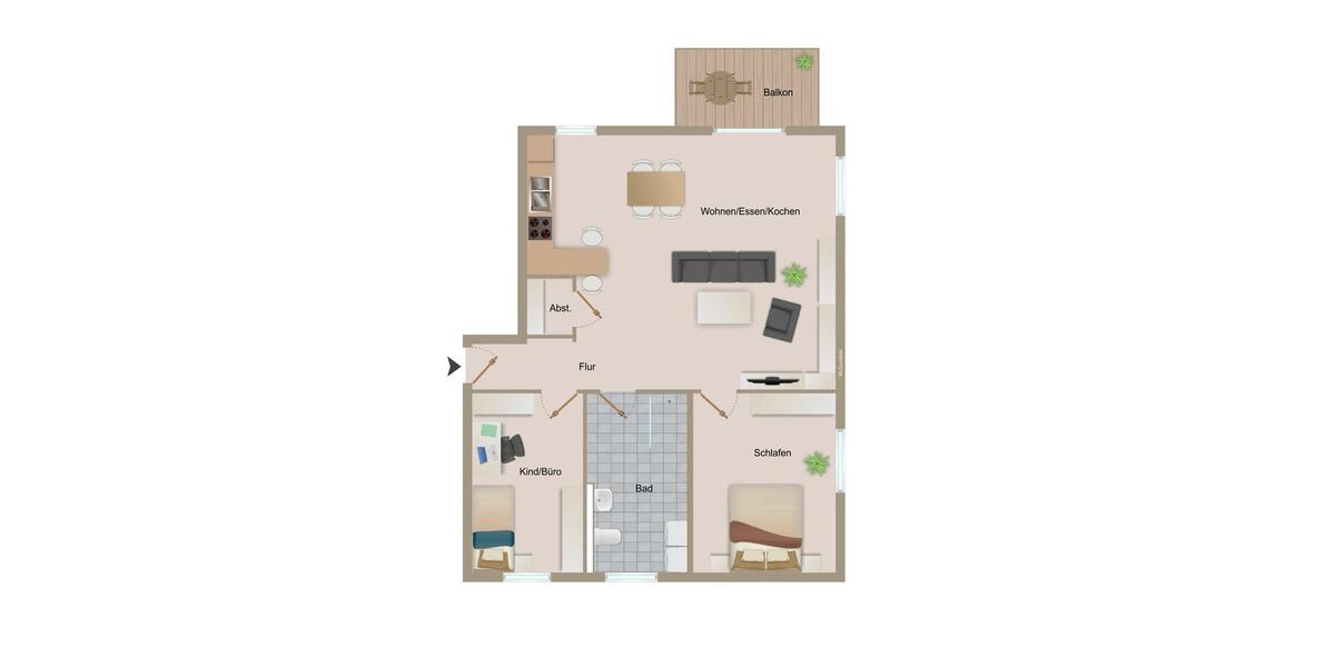 3 ZKB 80 qm, moderne Wohnung mit EBK *Niedrigenergiehaus* 3 zimmer