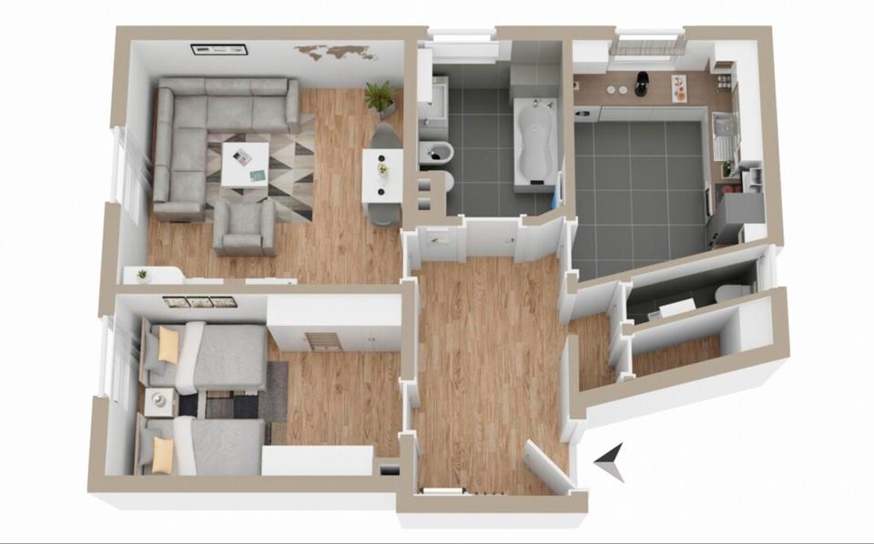 Erdgeschoßwohnung Augsburg Innenstadt - 2 Zimmer, 56 m&sup2;, 1.050&euro; | Angebot:26322595
