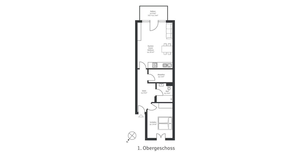 Etagenwohnung Altomünster - 2 Zimmer, 60 m&sup2;, 850&euro; | Angebot:26638677