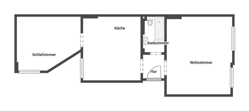 Erdgeschoßwohnung Dortmund - 2 Zimmer, 59 m&sup2;, 619&euro; | Angebot:24508372