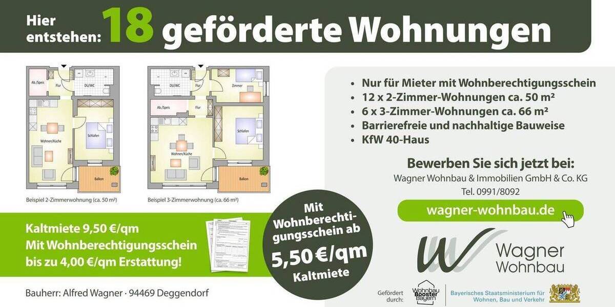 Etagenwohnung Plattling - 2 Zimmer, 50 m&sup2;, 275&euro; | Angebot:26687098