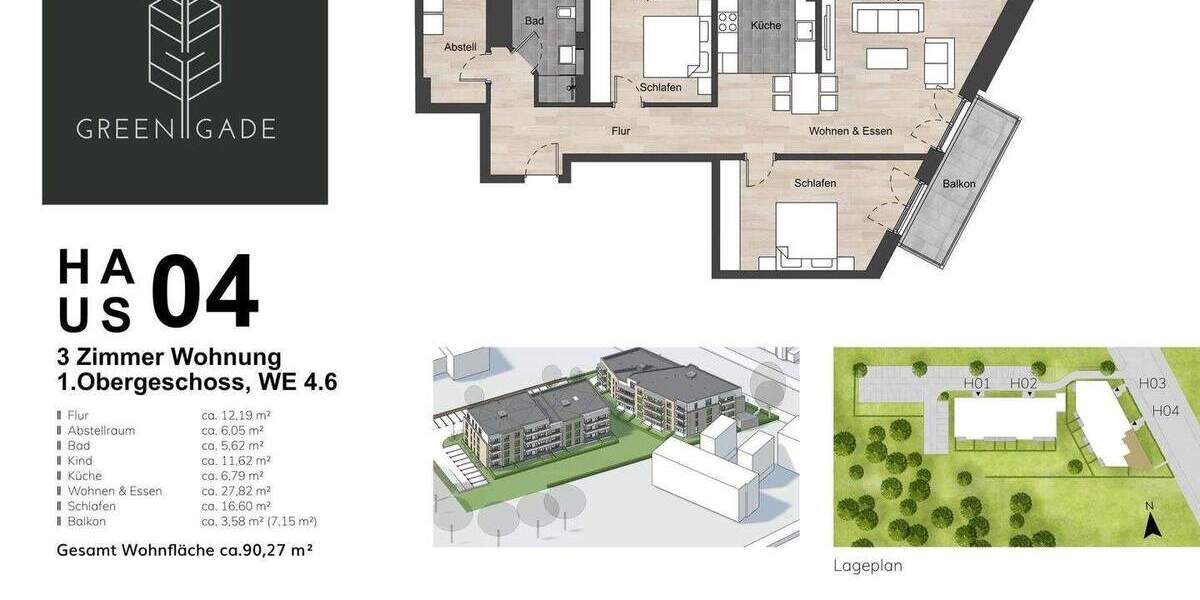 Etagenwohnung Neumünster Gadeland - 3 Zimmer, 92 m&sup2;, 1.149&euro; | Angebot:25821359