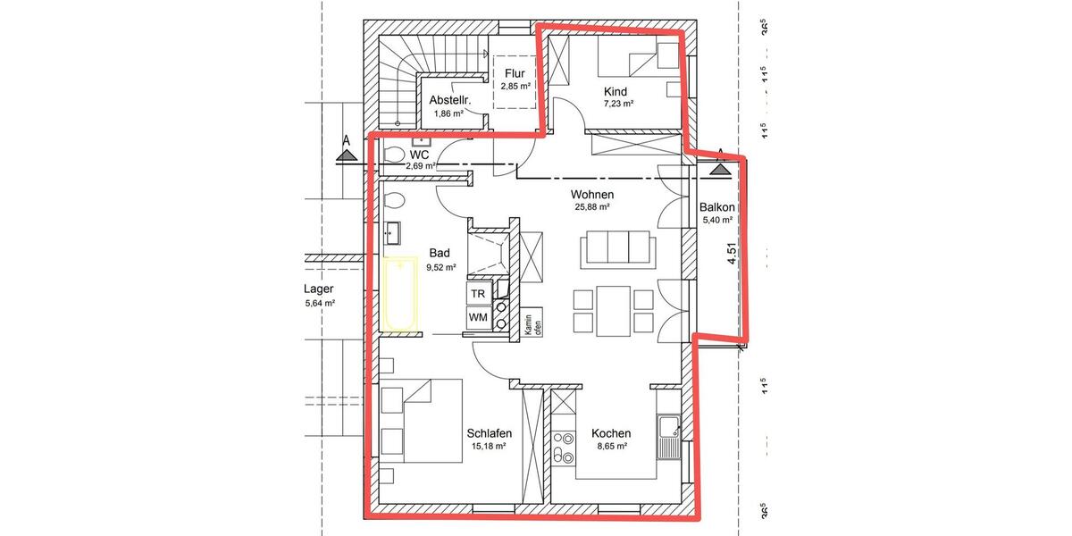 Etagenwohnung Aschau im Chiemgau - 3 Zimmer, 78 m&sup2;, 1.480&euro; | Angebot:25992289