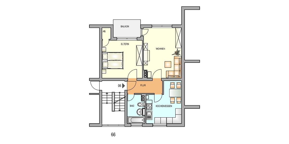 Etagenwohnung Wermelskirchen - 2 Zimmer, 56 m&sup2;, 446&euro; | Angebot:24862032