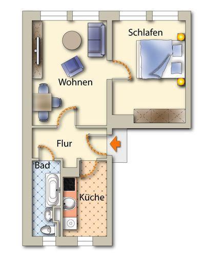 Etagenwohnung Freiberg - 2 Zimmer, 47 m&sup2;, 310&euro; | Angebot:26633251