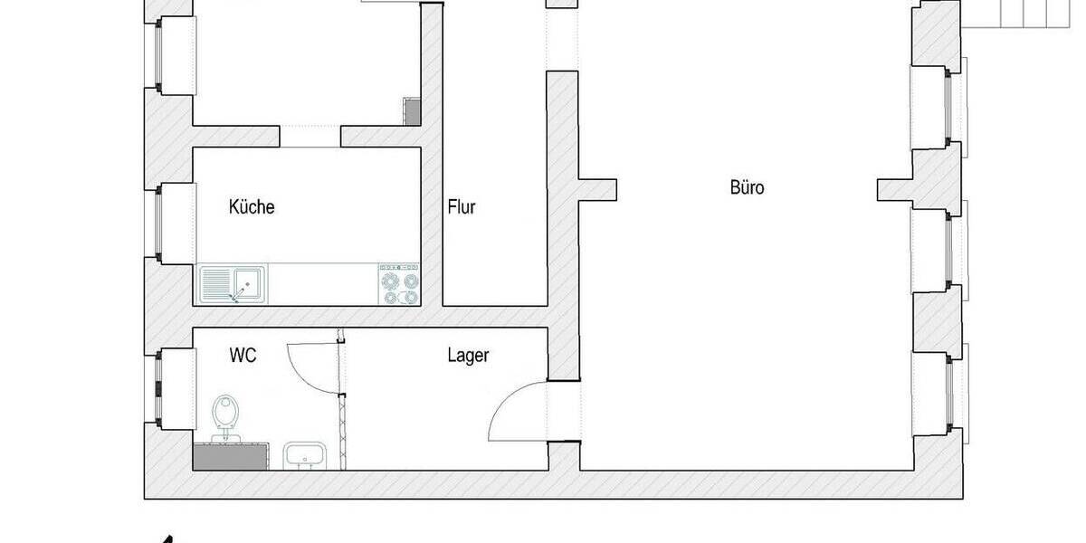 Gewerbeobjekt Chemnitz Schloßchemnitz - 2 Zimmer, 72 m&sup2;, 500&euro; | Angebot:26695876