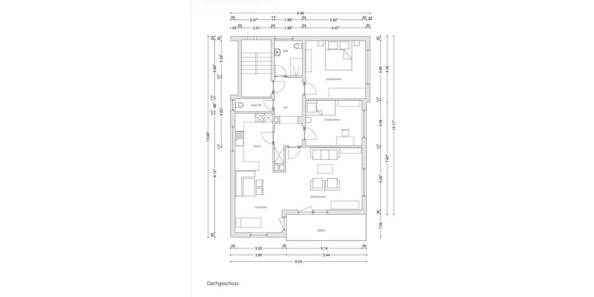 Dachgeschoßwohnung Rosenfeld - 3 Zimmer, 82 m&sup2;, 700&euro; | Angebot:25641345