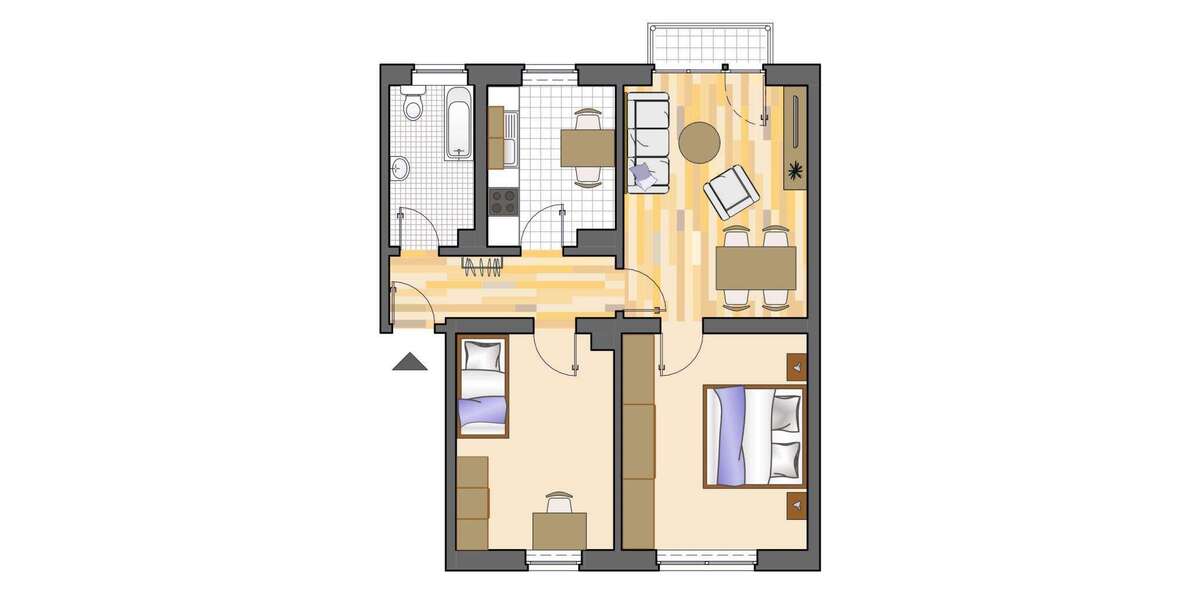 Etagenwohnung Marl Drewer-Nord - 3 Zimmer, 61 m&sup2;, 489&euro; | Angebot:26729429