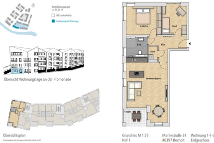 Wohnung zum Mieten in Bocholt 1.062,47 € 90.04 m²