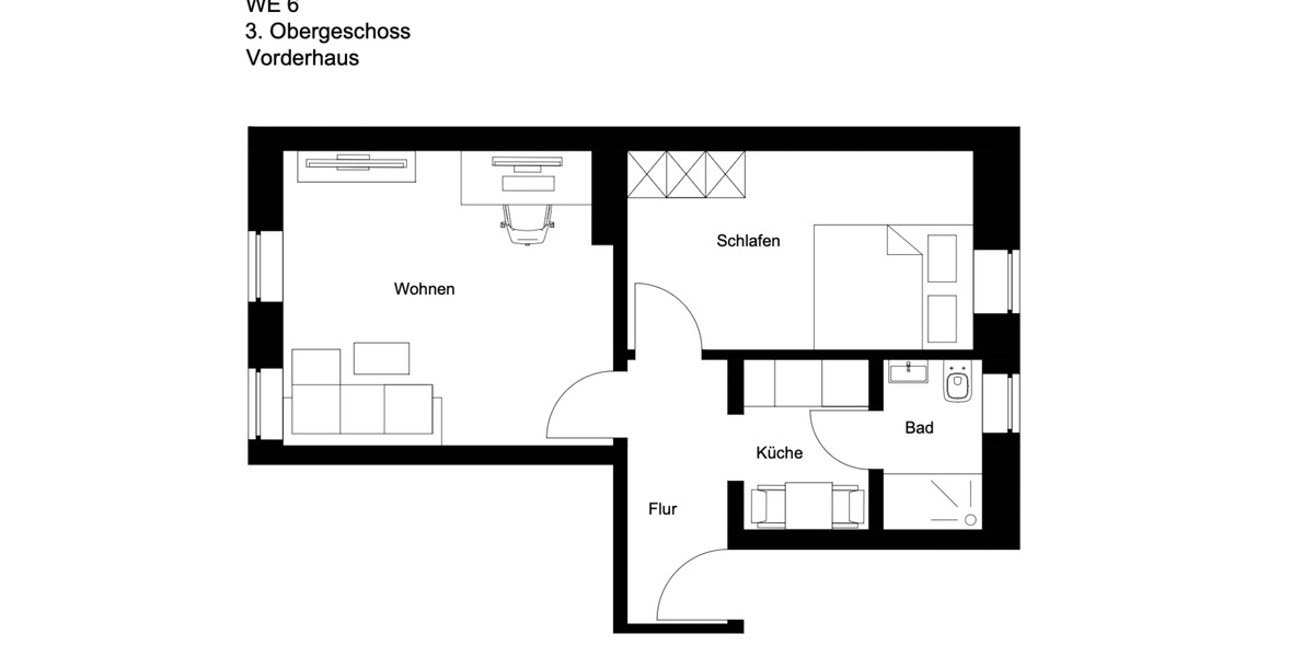 Dachgeschoßwohnung Wiesbaden Nordost - 2 Zimmer, 38 m&sup2;, 589&euro; | Angebot:25321780
