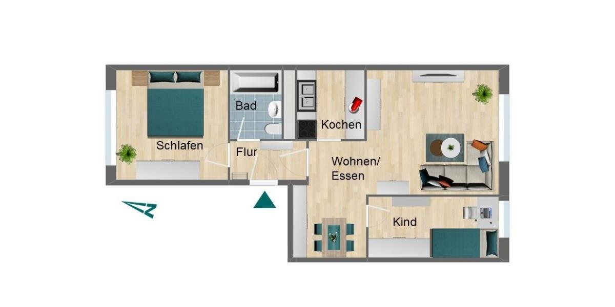 Etagenwohnung Pößneck - 3 Zimmer, 54 m&sup2;, 620&euro; | Angebot:24508179