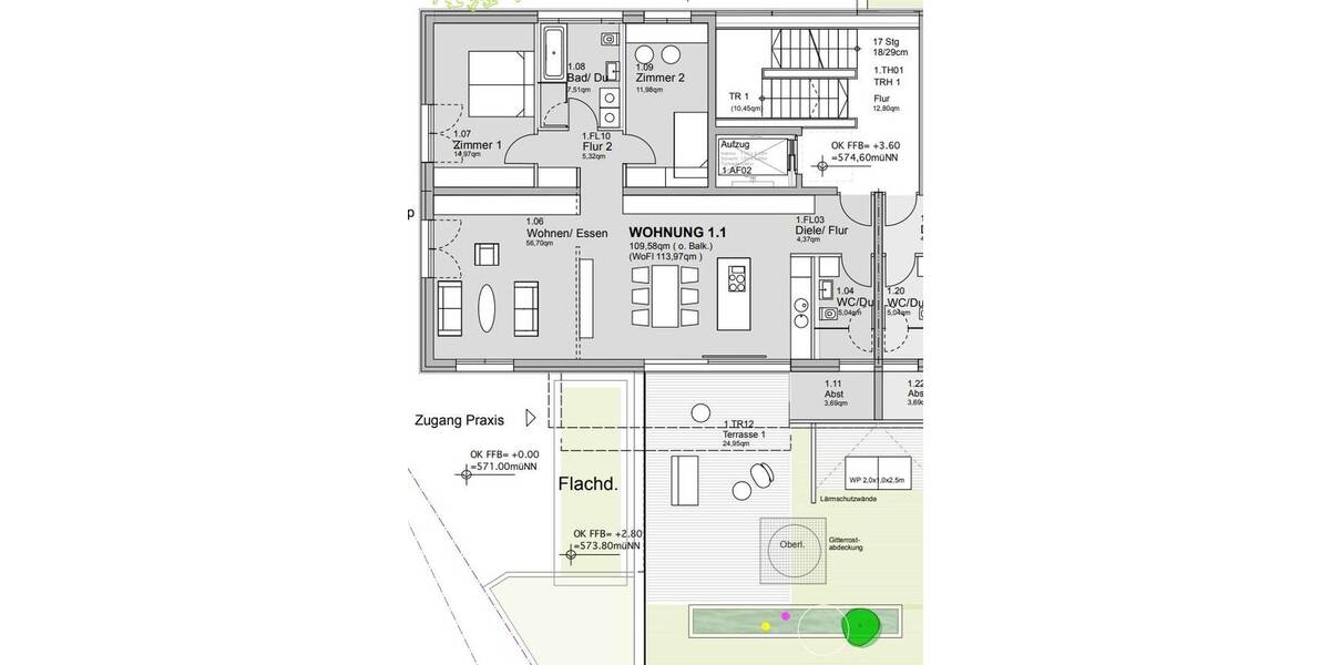 Etagenwohnung Bad Schussenried Kleinwinnaden - 3 Zimmer, 113 m&sup2;, 1.395&euro; | Angebot:26794374
