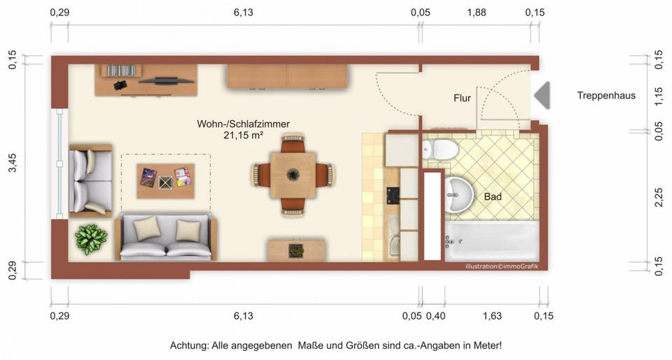 Etagenwohnung Greifswald Eldena - 1 Zimmer, 27 m&sup2;, 195&euro; | Angebot:26284925