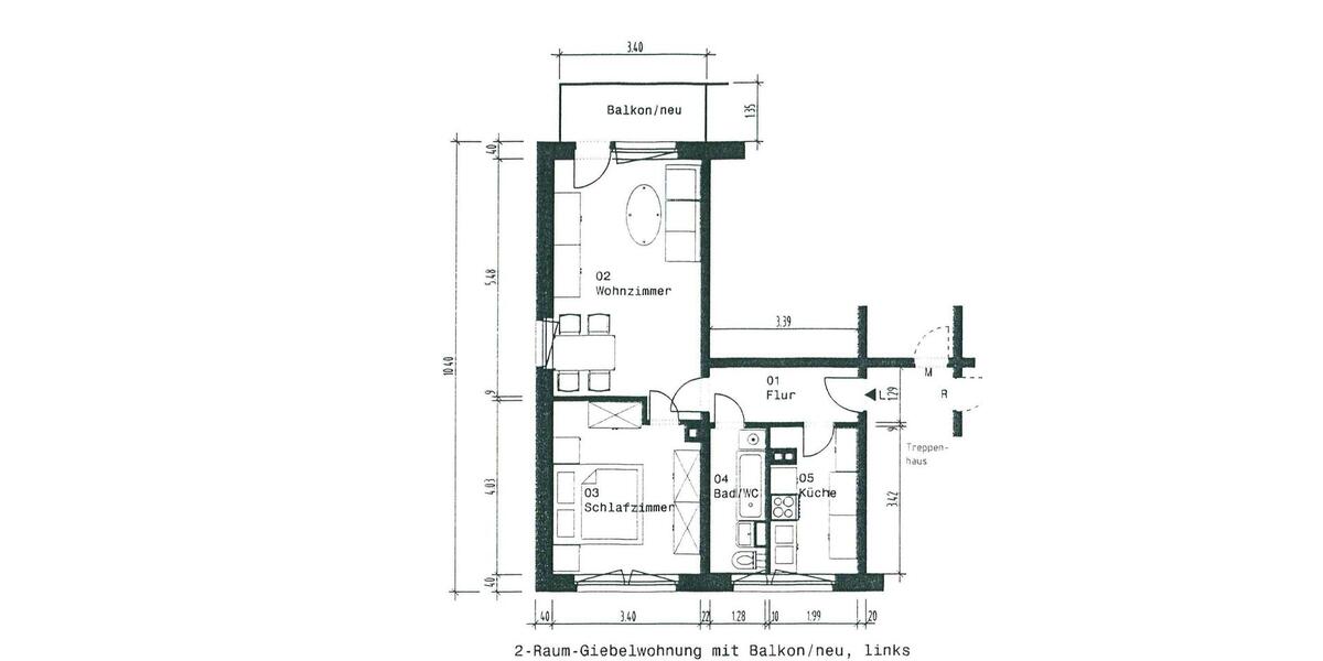 Etagenwohnung Flöha - 2 Zimmer, 50 m&sup2;, 305&euro; | Angebot:22938358