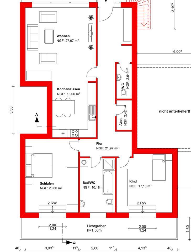 NeubauWohnung 3 Zi., 115 m² + 30 m² Terrasse + Einbauküche