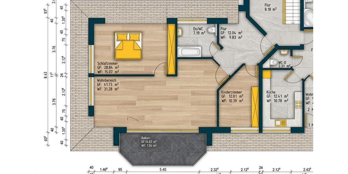 Etagenwohnung Bonn Bad Godesberg - 3 Zimmer, 100 m&sup2;, 1.249&euro; | Angebot:26678944