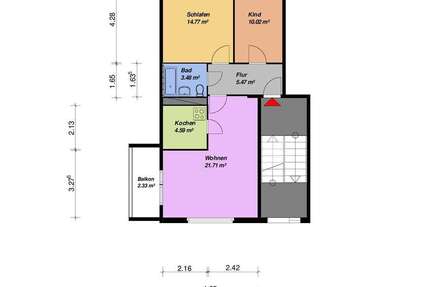 Wohnung Neubrandenburg Reitbahnviertel - 3 Zimmer, 62 m&sup2;, 332&euro; | Angebot:26915459